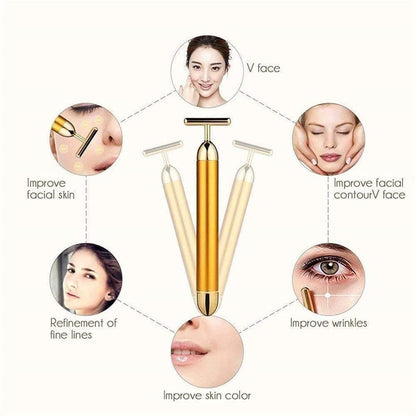 ✨ 24K Gold Energy Beauty Bar Electric Facial Massage Roller