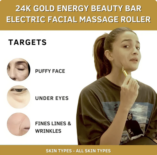 ✨ 24K Gold Energy Beauty Bar Electric Facial Massage Roller